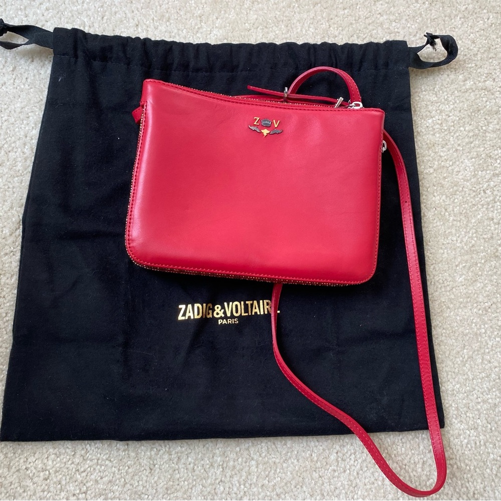 Zadig & Voltaire Clyde Crossbody Bag 100% Calfskin Leather Italy $298
